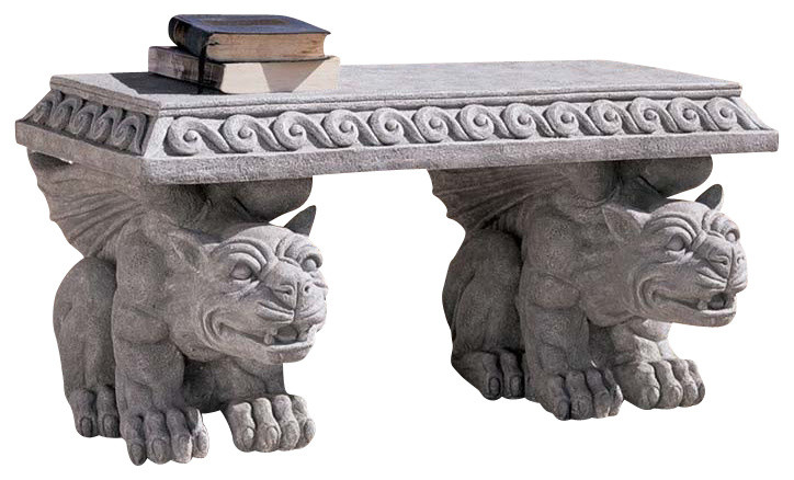 Blair Castle Gargoyle Bench   Traditional   Outdoor Benches   by XoticBrands Home Decor  Houzz