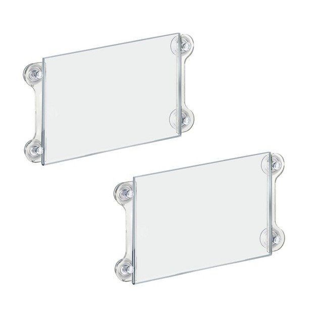 Azar Displays Clear Acrylic Window door Sign Holder Frame With Suction Cups 11 x27 x27 w X 8 5 x27 x27 h 2 pack