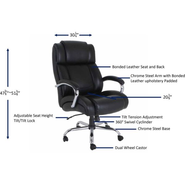 Lorell Big and Tall Leather Office Chair