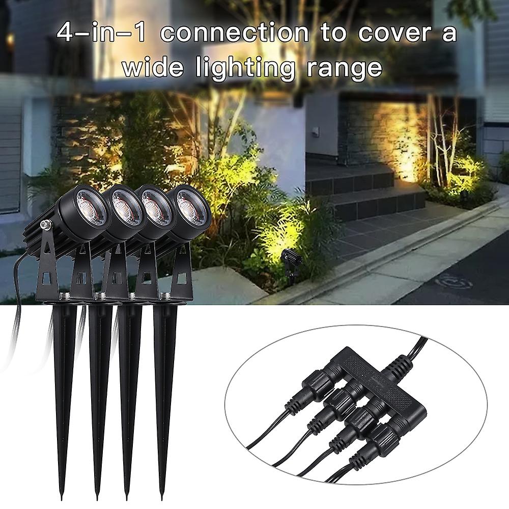 Tomshine 4-in-1 5w Cob Garden Lawn Light Bright Leds Spotlights Low Voltage Ip65 Water-resistant Outdoor Landscape Lamp With Inserting Spike For Pathw