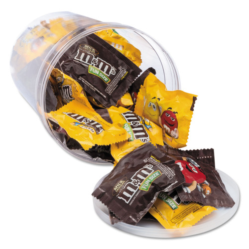 Office Snax Candy Tubs， Chocolate and Peanut MandMs， 1.75 lb Resealable Plastic Tub (00066)