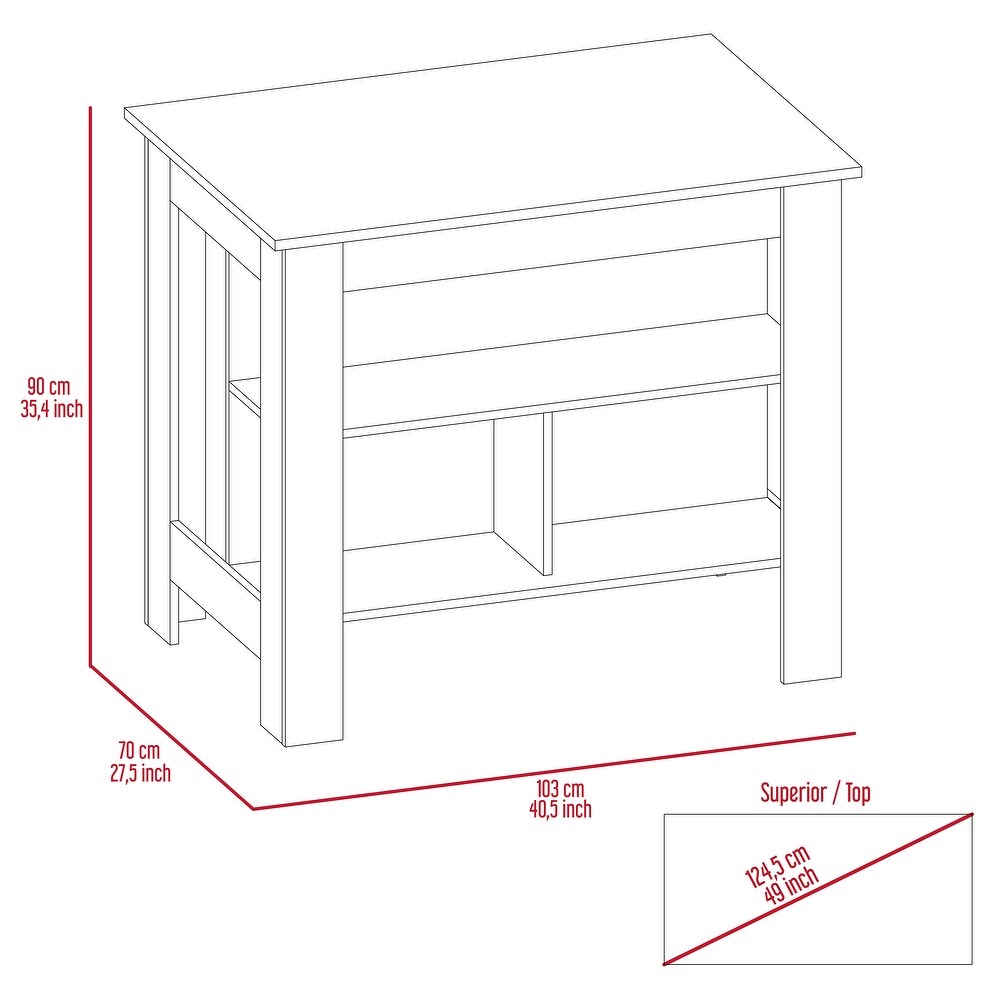 FM Furniture London 2 Piece Kitchen Set  Brooklyn Kitchen Island and Norway Broom Closet Pantry