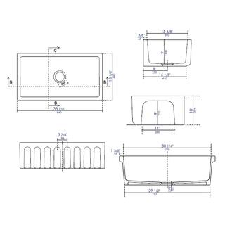 ALFI BRAND Black Matte Fireclay 33.13 in. Single Bowl Farmhouse Apron Workstation Kitchen Sink AB3318HS-BM