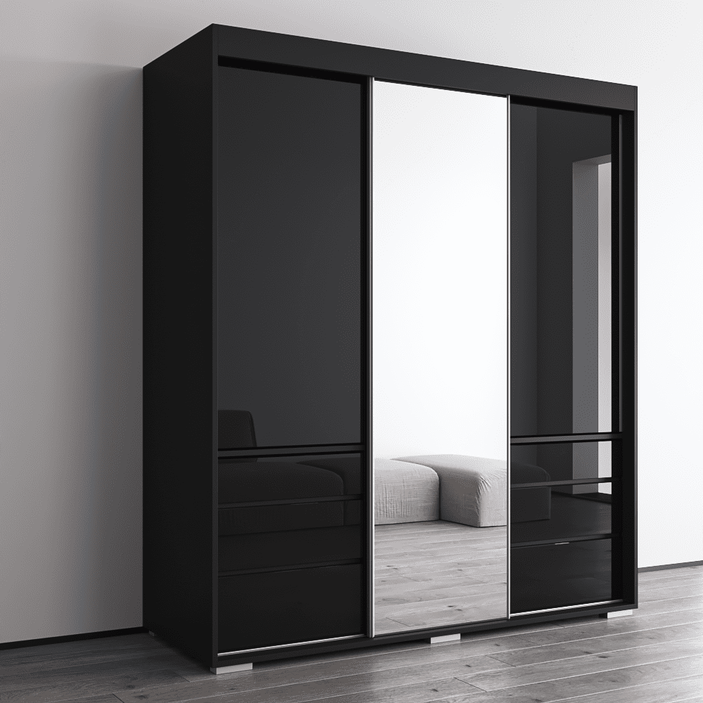 Monaco 3 Door Modern 71" Wardrobe with Mirror