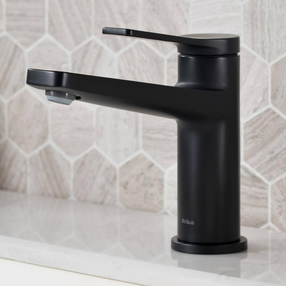 KRAUS Indy Single Hole Single-Handle Basin Bathroom Faucet in Matte Black (2-Pack) KBF-1401MB-2PK