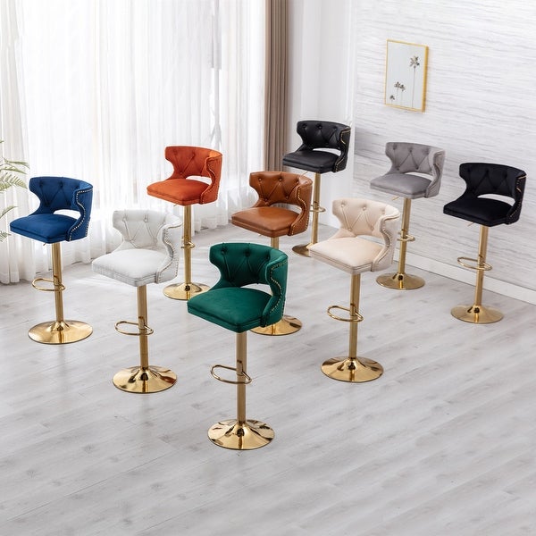 Counter Height Velvet Bar Stools With Back and Footrest(Set of 2)