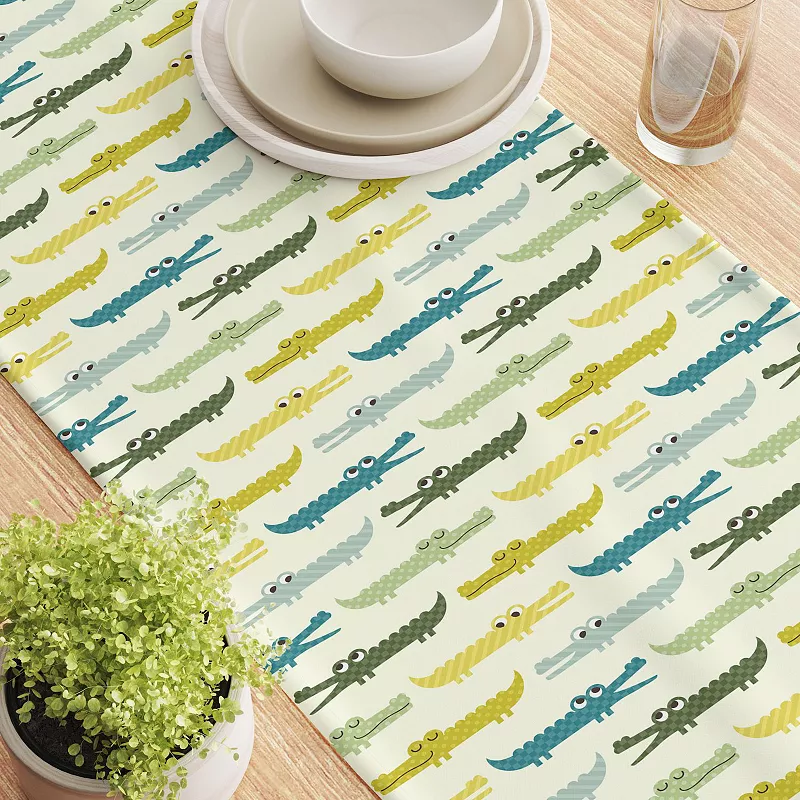 Table Runner， 100% Cotton， 16x90， Funny Gators