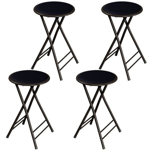 24-Inch Round Steel Collapsible Stool Set of 4 (Black)