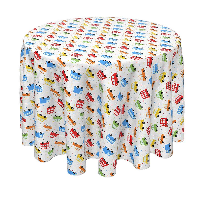 Round Tablecloth， 100% Polyester， 60 Round， Automobile Repeat