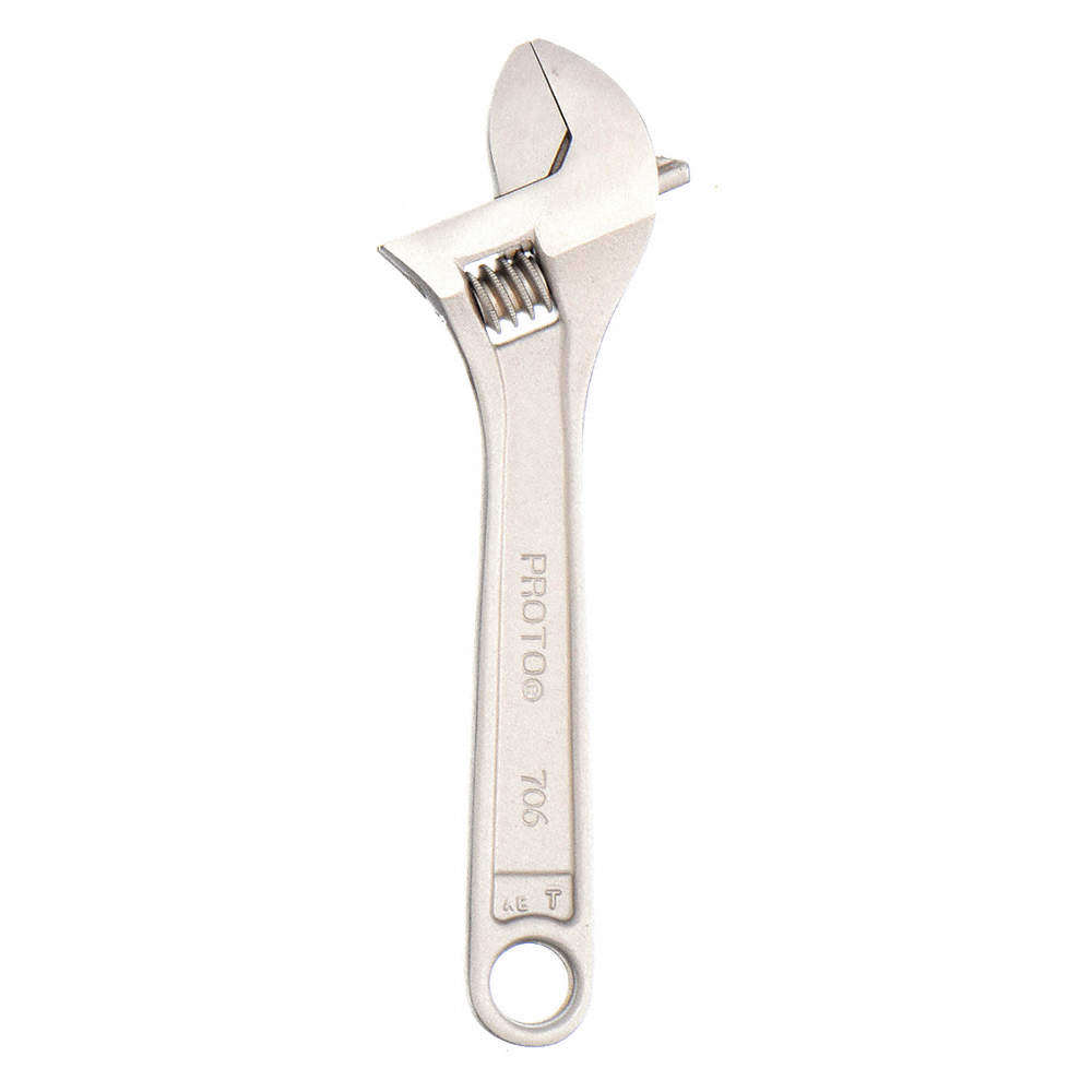 8 In. Length Satin Finish Alloy Steel Adjustable Wrench