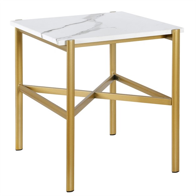 Gold Side Table With Faux Marble Top Henn amp hart