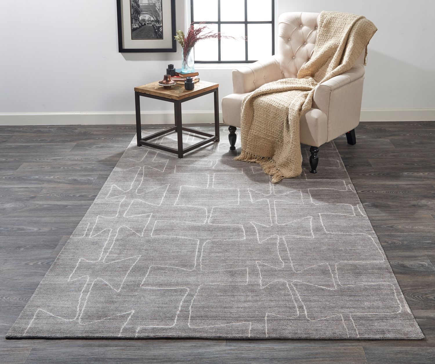 Miska Hand Woven Gray and Ivory Rug by BD Fine