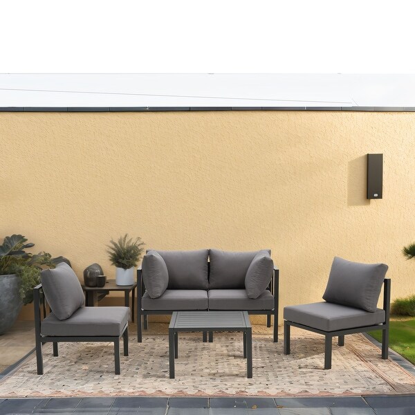 Zenova 5/7 Pcs Aluminum Patio furniture Set ，Outdoor Sectional Sofa