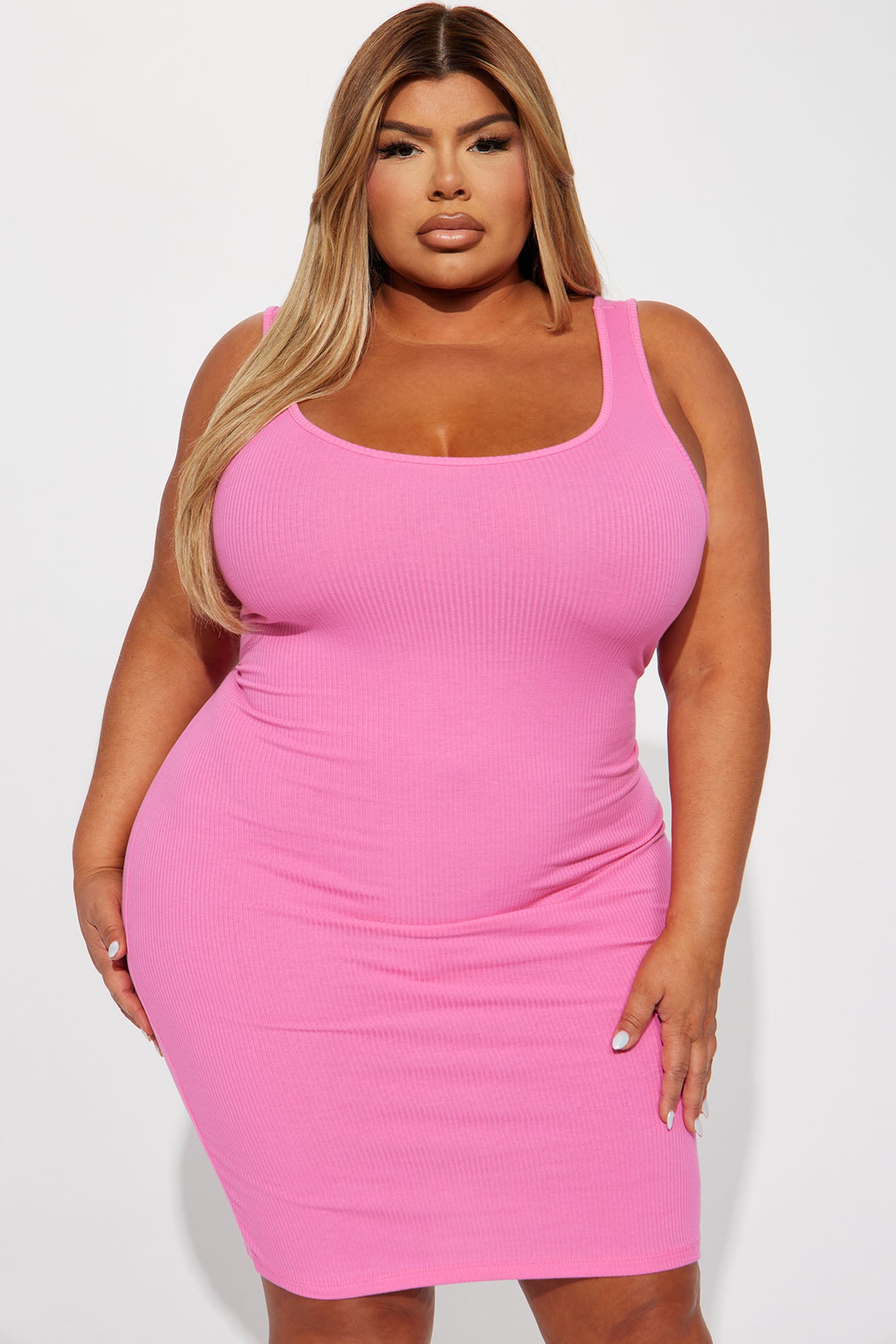 A Must Have Ribbed Midi Dress - Pink