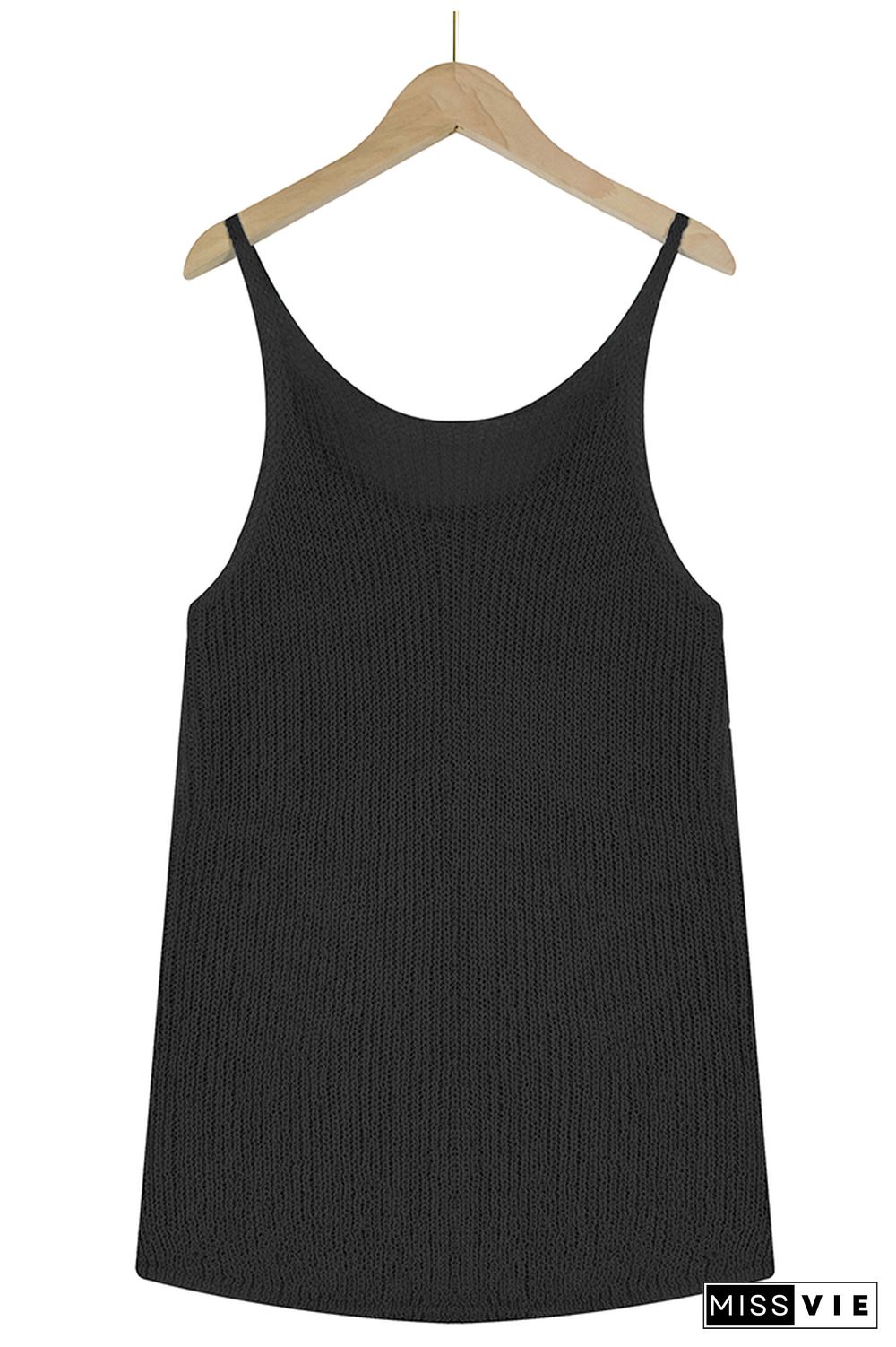 Color Block and Plain U Neck Knit Tank Top