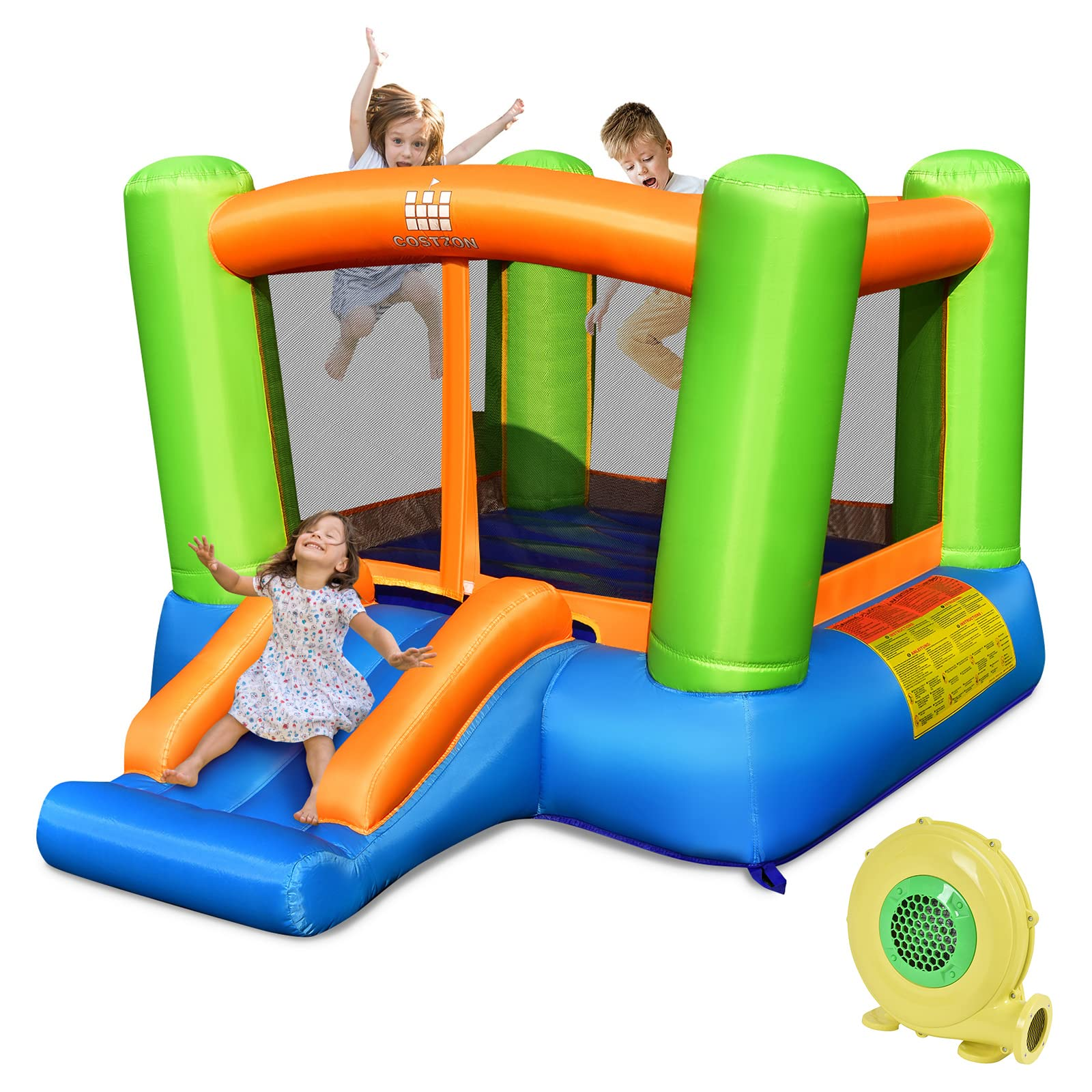 Costzon Inflatable Bounce House, Kids Jumping Castle with Slide