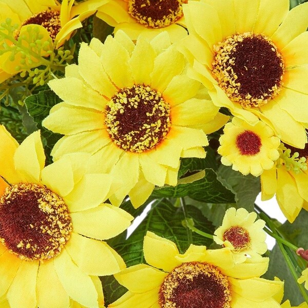 4 Bouquet Yellow Sunflowers Artificial Fake Flowers for Floral Home Decorations