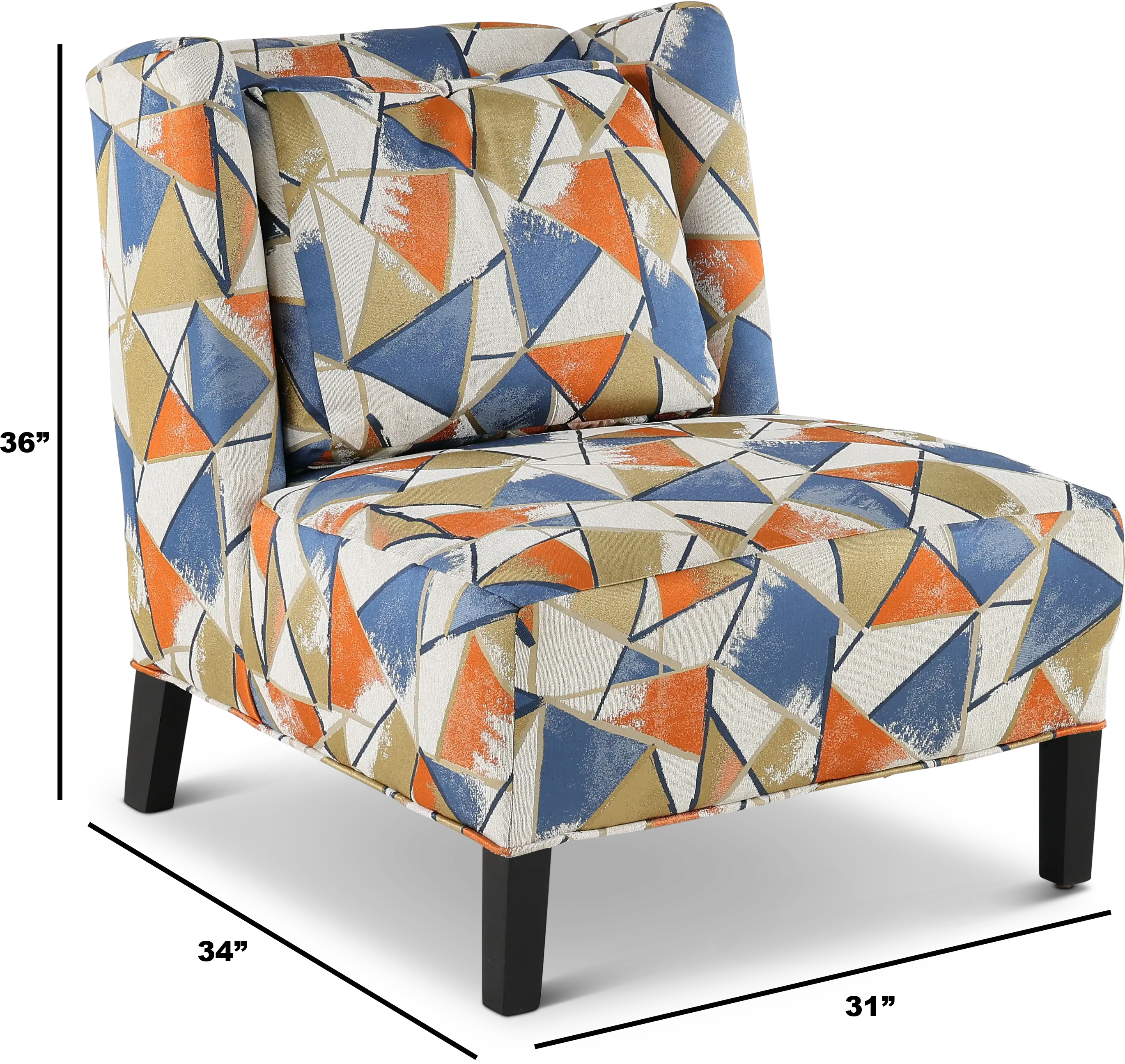 Piccolo Cream， Orange， and Blue Accent Chair