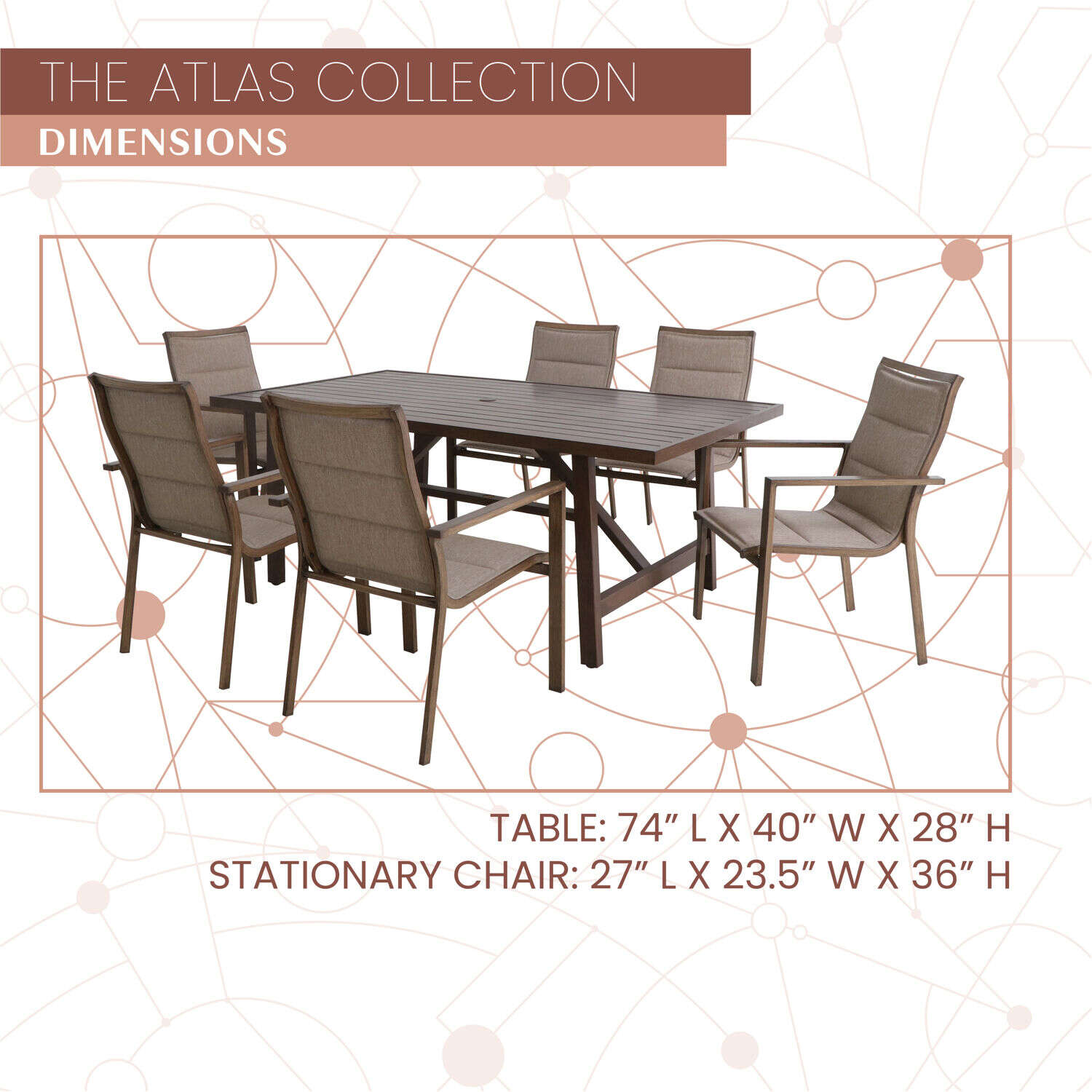 Mod Atlas 7 pc Tan Steel Modern Dining Set Tan