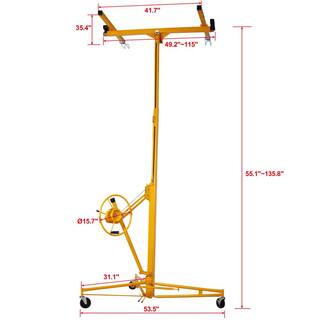 Tidoin 11 ft. Yellow Drywall Lift Panel Lift Drywall Panel Hoist Jack Lifter V-XY-014