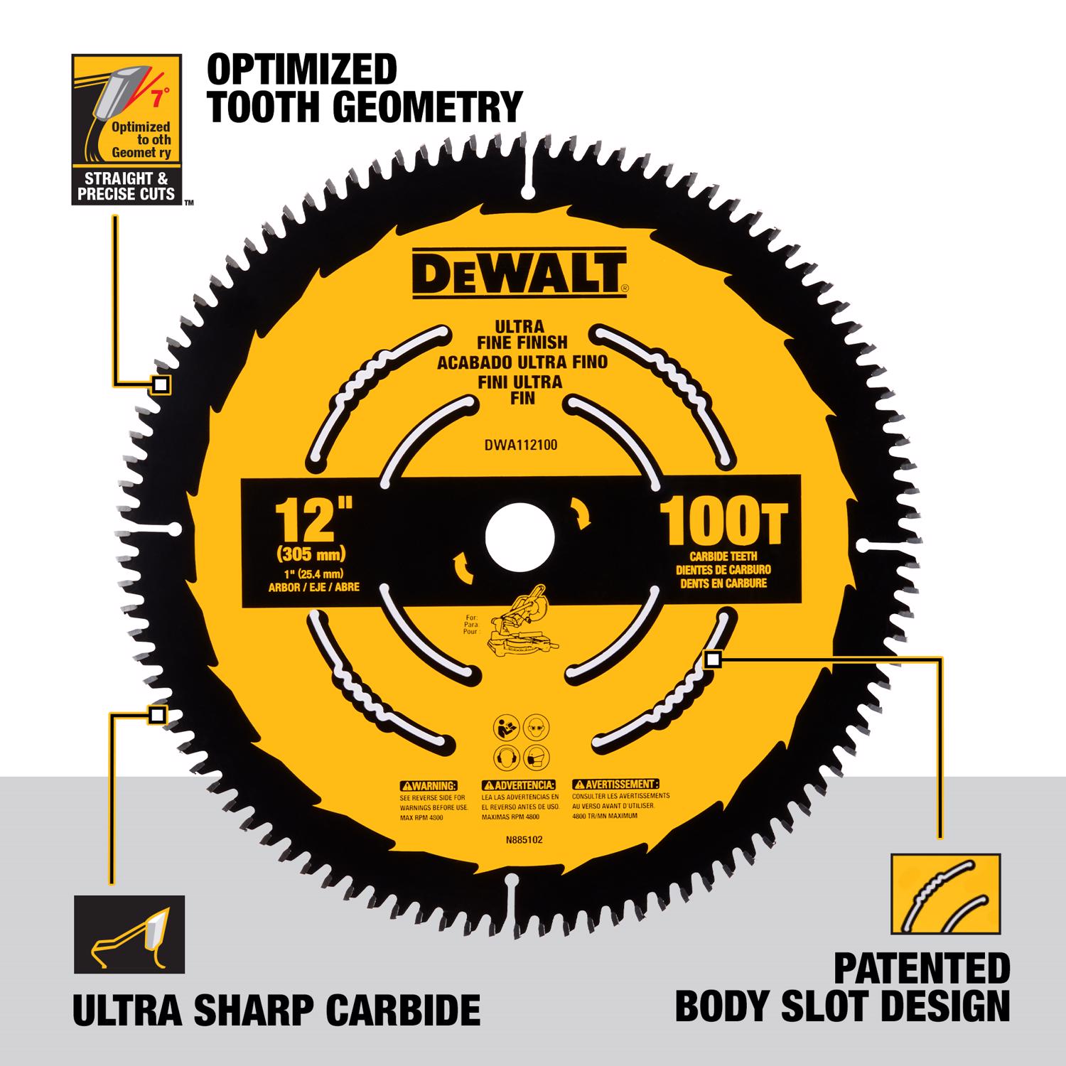 DW 12 in. D X 1 in. Carbide Tipped Circular Saw Blade 100 teeth 1 pc