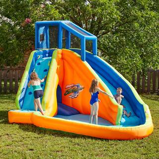 BANZAI Multi Polyester Sidewinder Falls Inflatable Water Park Play Pool with Slides and Blower BAN-23524