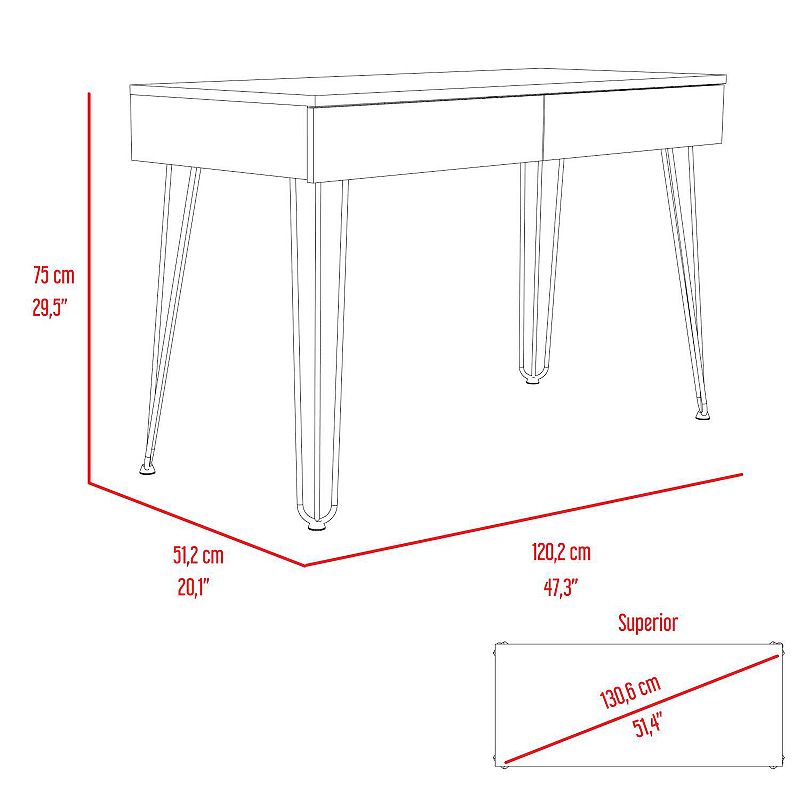 Oakland Writing Desk， Two Drawers