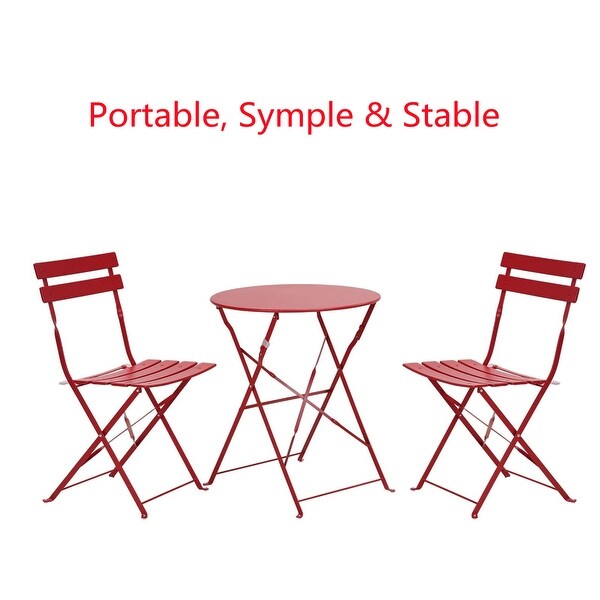 Outdoor Bistro Set with Garden Bistro Table and 2 Chairs，Portable Set