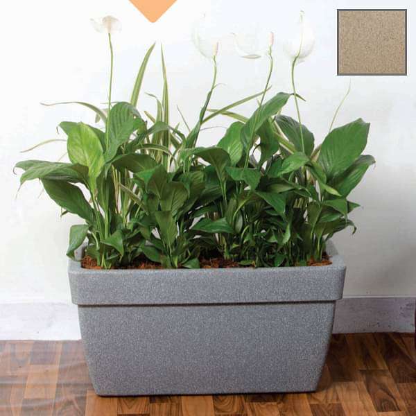 23.6 inch (60 cm) Barca No. 60 Stone Finish Rectangle Rotomoulded Plastic Planter With Wheels (Sand Color)