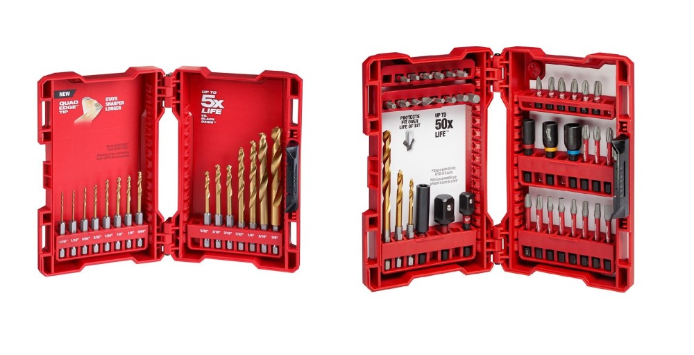 Milwaukee SHOCKWAVE 40pc Impact Duty Drill and Driver Bit Set with 15pc Titanium Drill Bit Set Bundle ;