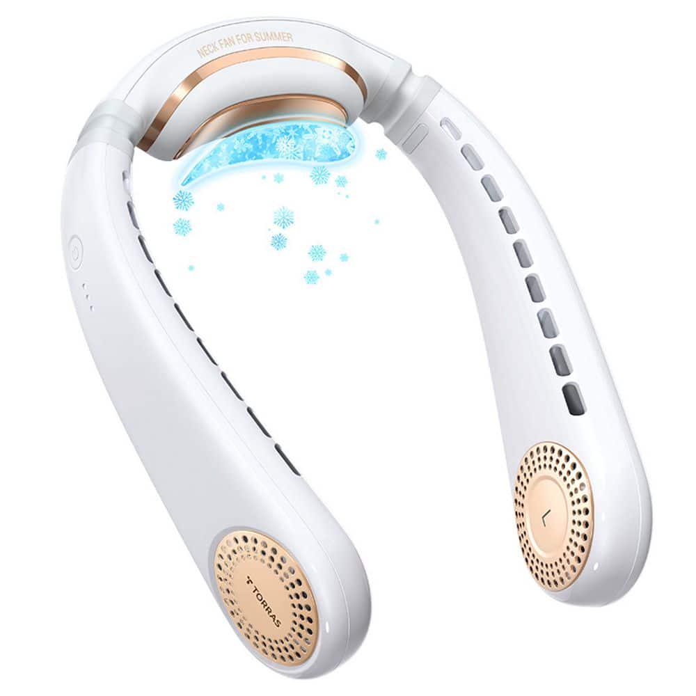 TORRAS Coolify L3 Pro Bladeless 15 in Wearable Neck Air Conditioner Personal Fan 3 Speeds Pearl White