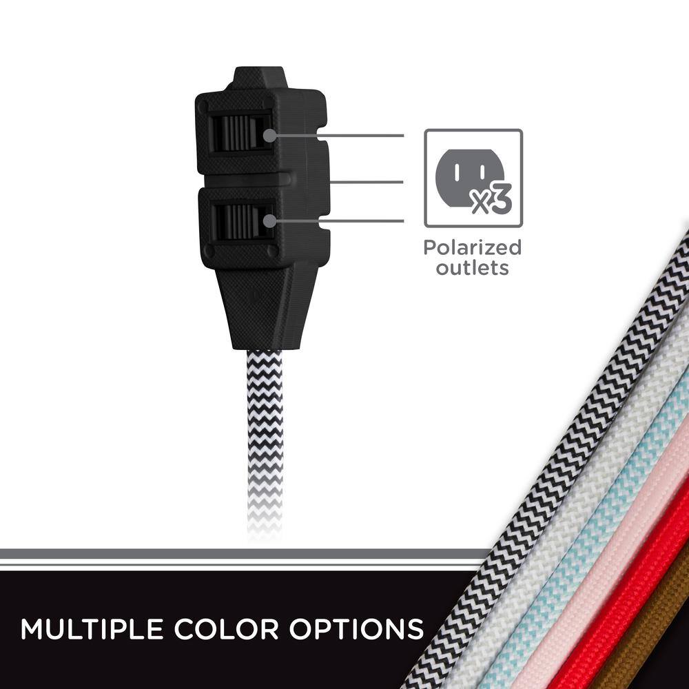 Cordinate 8 ft. 3-Outlet Polarized Basic Extension Cord BlackWhite 39984