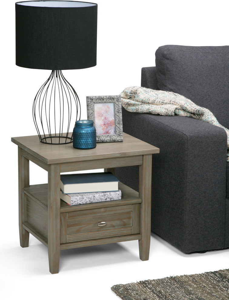 Warm Shaker Solid Wood 20 quotRustic End Side Table   Transitional   Side Tables And End Tables   by Simpli Home Ltd.  Houzz