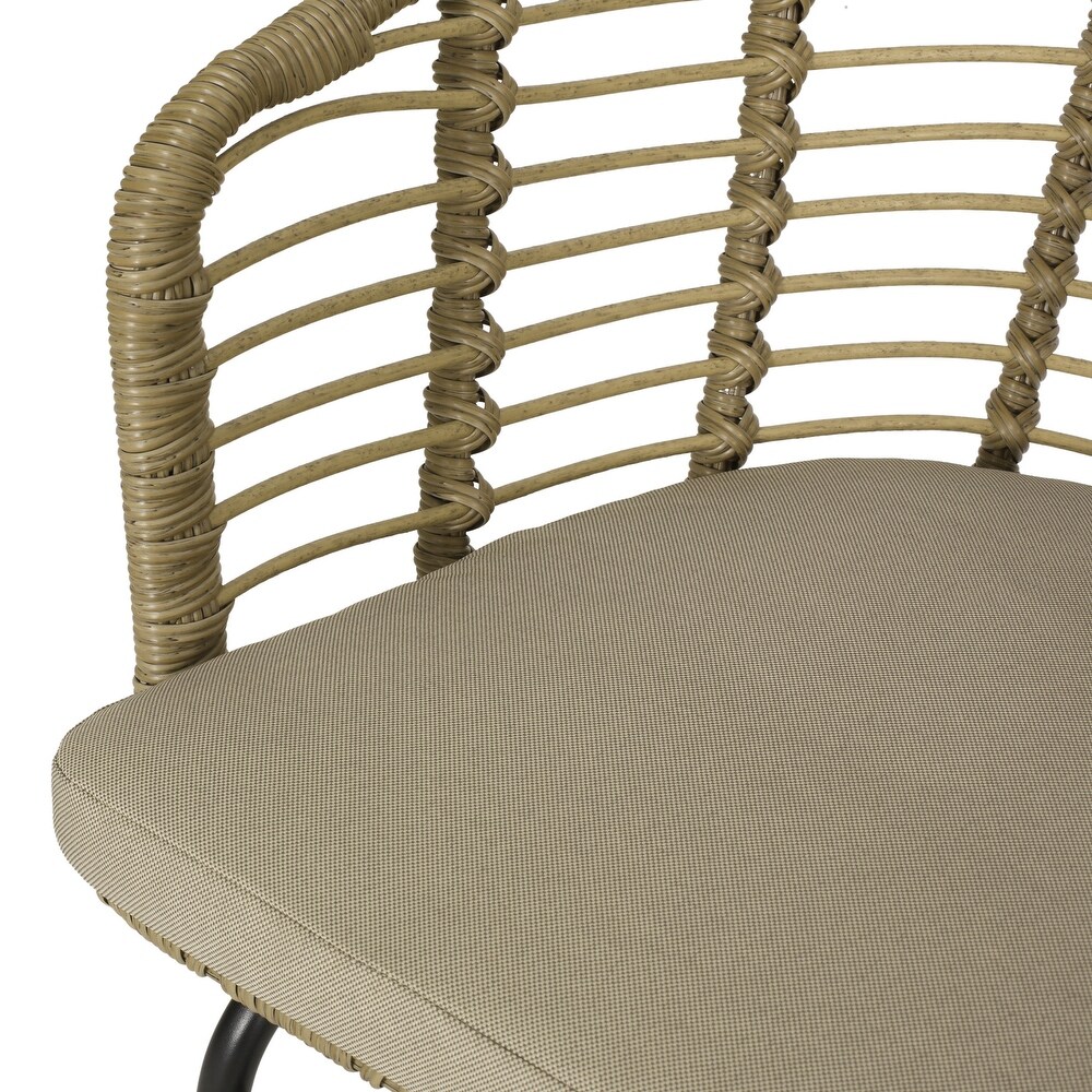 Randy Outdoor Wicker Chairs w/ Water resistant Cushions (Set of 2) by Christopher Knight Home