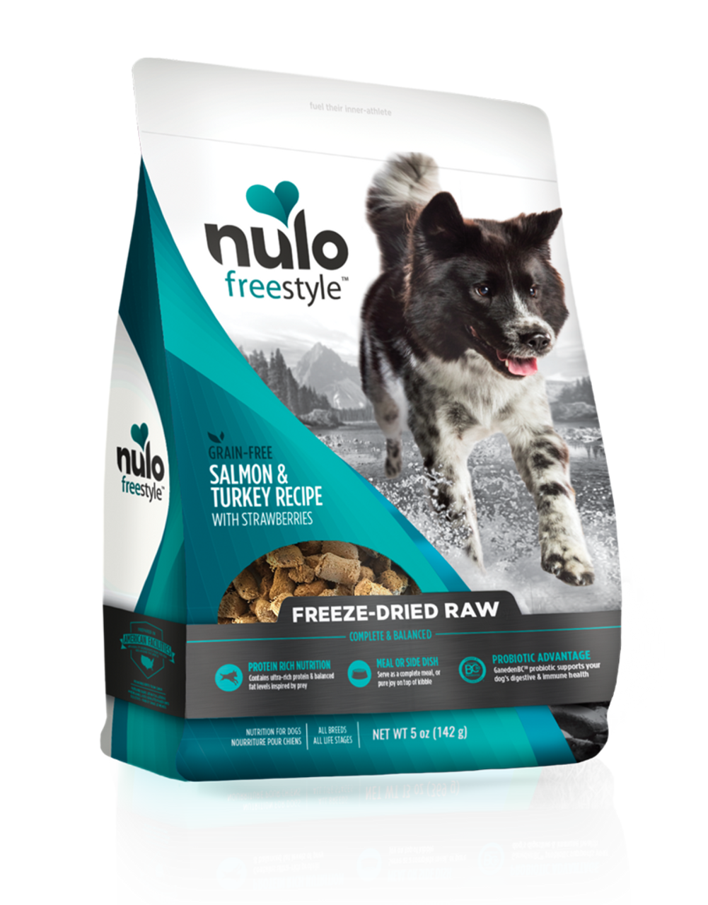 Nulo Freestyle Freeze-Dried Raw Salmon and Turkey With Strawberries Dog Food， 5 Oz.