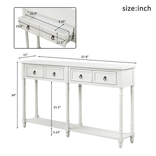 Console Table with Drawers and Long Shelf Rectangular