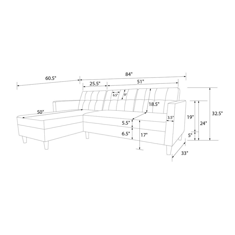 DHP Hartford Chenille Storage Sectional Futon