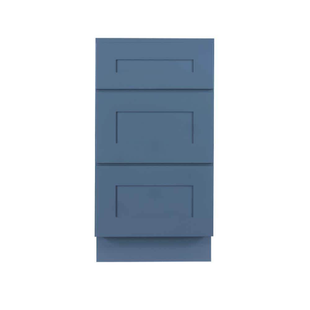 LIFEART CABINETRY Lancaster 12 in W x 21 in D x 33 in H 3Drawer Bath Vanity Cabinet Only in Ocean Blue