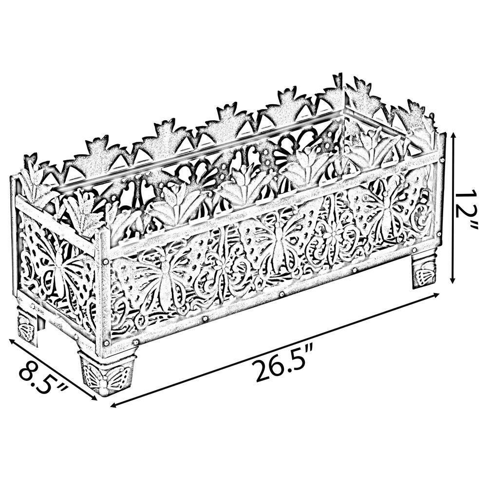 Gardenised 10 in. W x 26.5 in. D x 12.5 in. H Living Butterfly Outdoor Antique Bronze Plastic Plant Stand， Flower Planting Pot QI004123