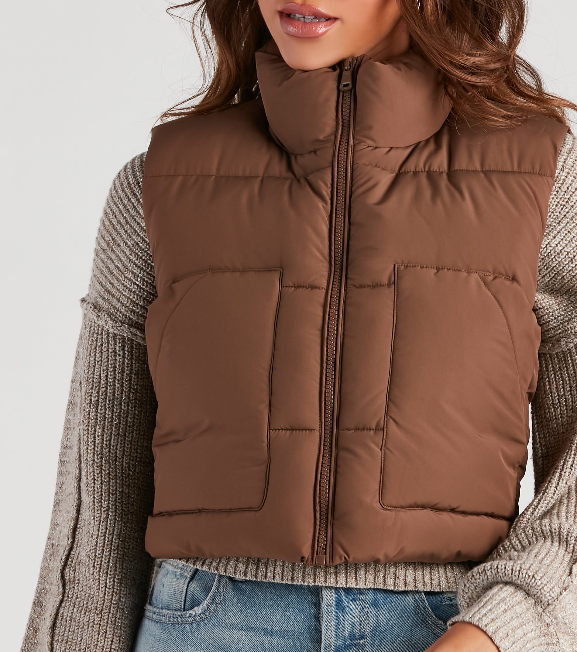 Small Town Girl Puffer Crop Vest