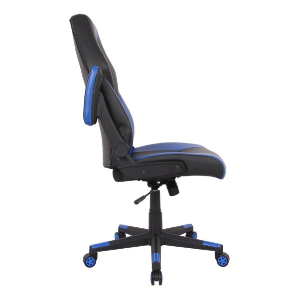 RS Gaming RGX Faux Leather High-Back Gaming Chair， Black/Blue， BIFMA Certified