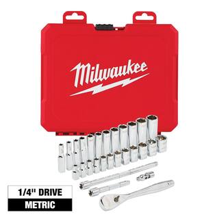 MW 14 in. Drive Metric Ratchet and Socket Mechanics Tool Set (28-Piece) 48-22-9504