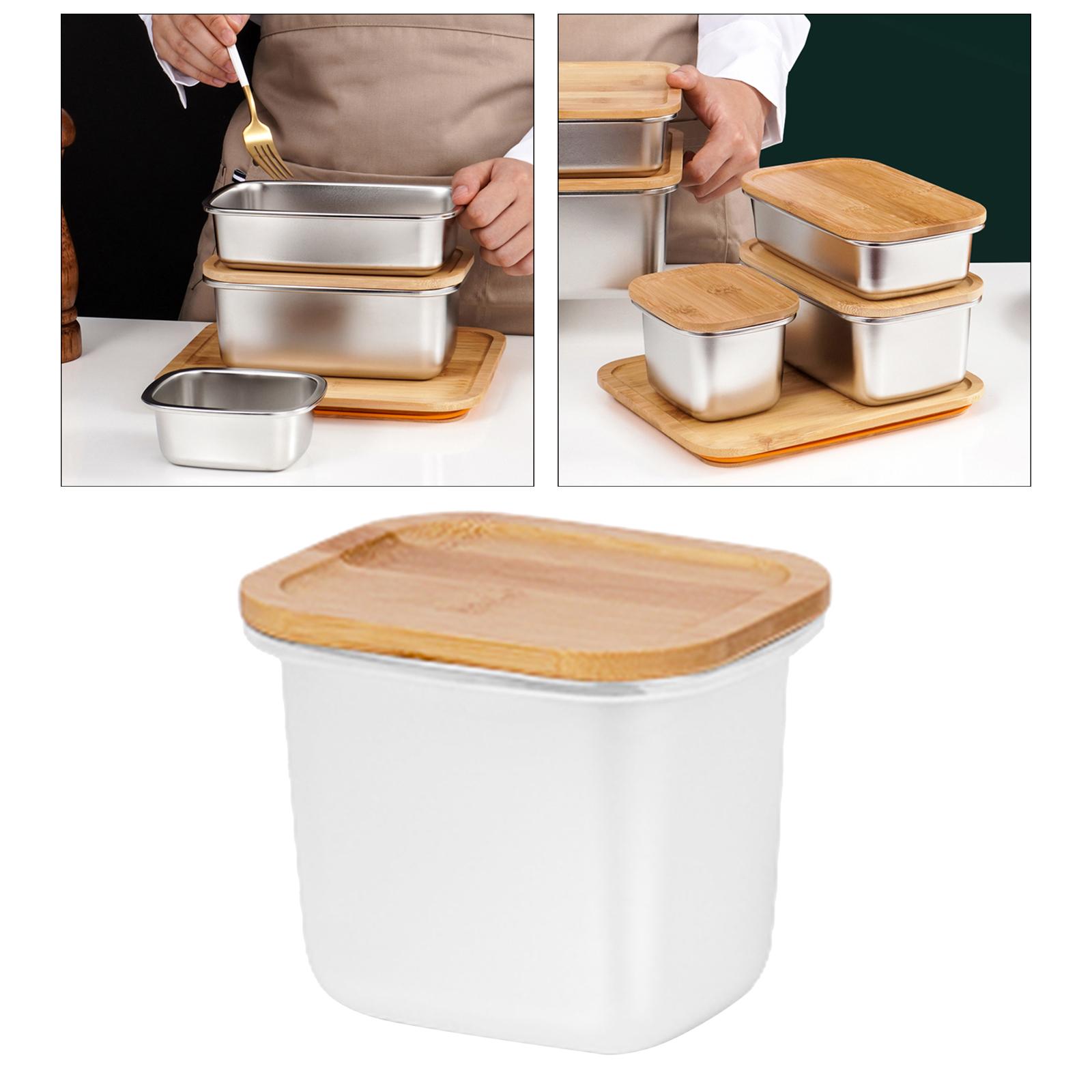 304 Stainless Box with Bamboo Lid Container Cheese Food Container 550ml