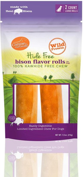 Canine Naturals 7-in Roll Bison Dog Chew Treat， 7.6-oz bag， 2 count