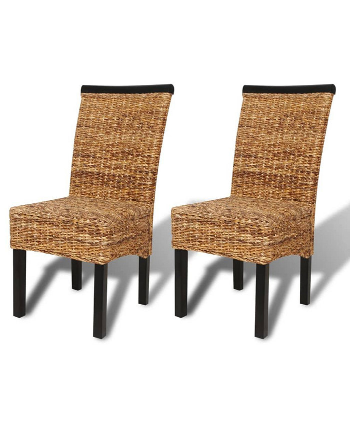 vidaXL Dining Chairs 2 pcs Abaca and Solid Mango Wood