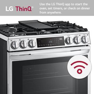 LG 6.3 cu. ft. Smart Slide-In Gas Range with ProBake Convection  Air Sous Vide in PrintProof Stainless Steel LSGL6337F