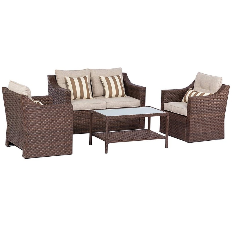 Solaura Outdoor 4 piece Wicker Conversation Set