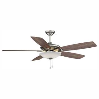 Hampton Bay Menage 52 in. LED Indoor Brushed Nickel Smart Hubspace Ceiling Fan with Light and Remote 14600HR