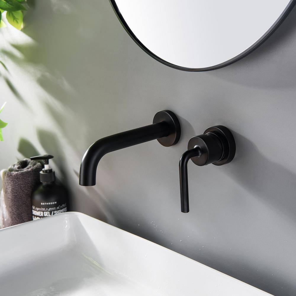 Miscool Coco Single Handle Wall Mounted Bathroom Faucet in Matte Black FAMSHD10E0747BL