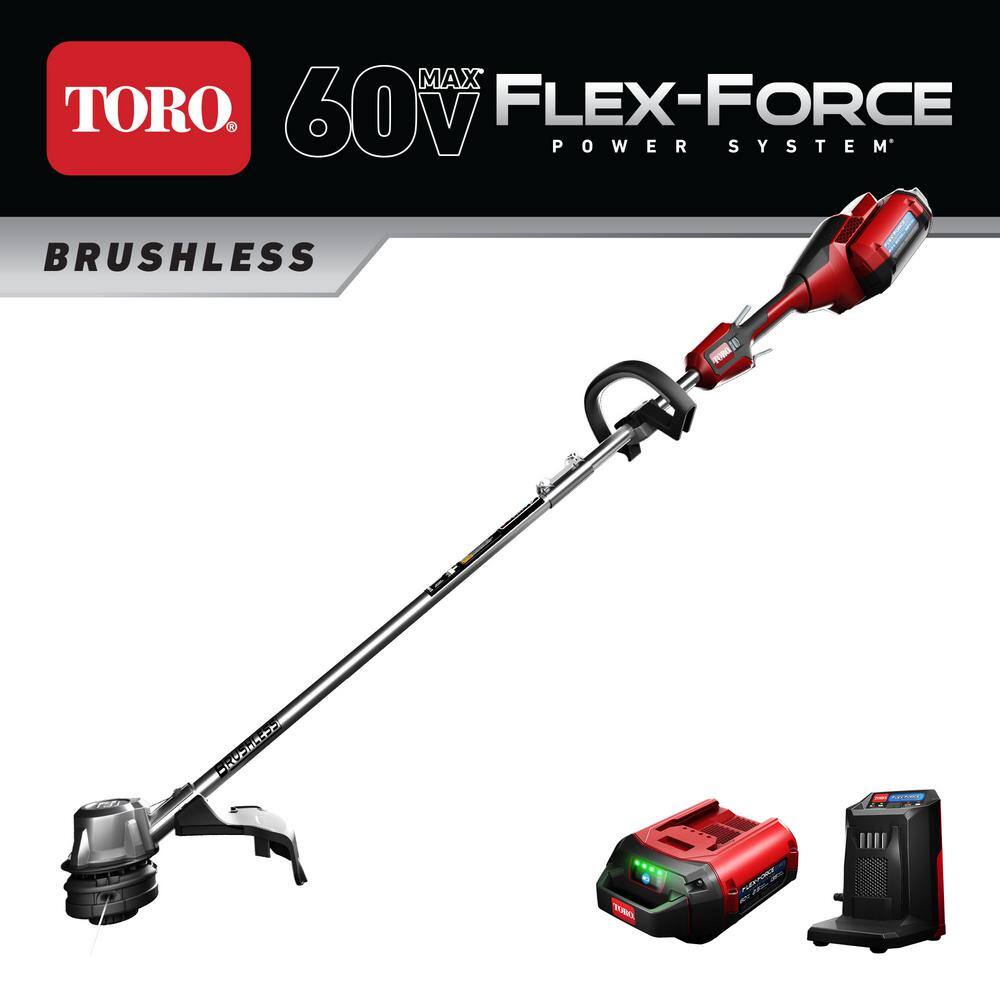 Toro 60V Max Lithium-Ion Brushless Cordless 14 in.16 in. String Trimmer - 2.5 Ah Battery and Charger Included 51830